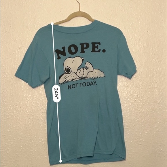 Peanuts Nope, not Today  light blue cotton T-shirt, size small - Picture 4 of 6